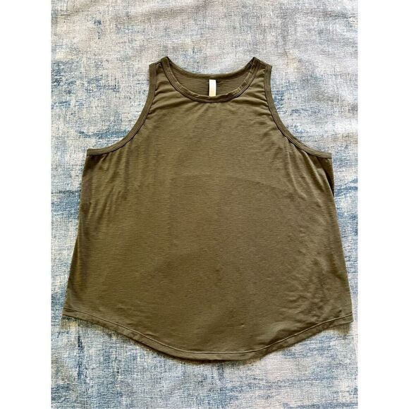Zella Spark Slub Jersey Tank in Olive Night Women's 1X - Picture 2 of 7